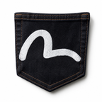 Evisu Men's Classic "Small M" Seagull Logo Raw Denim Jeans – Dark Wash Japanese Streetwear