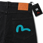 Evisu Men's "Eagle & Seagull" Embroidered Jeans – Black Japanese Streetwear Denim