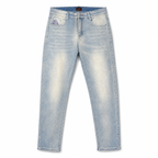 Evisu Men's "Ocean Wave" Patchwork Seagull Jeans – Light Wash Japanese Denim