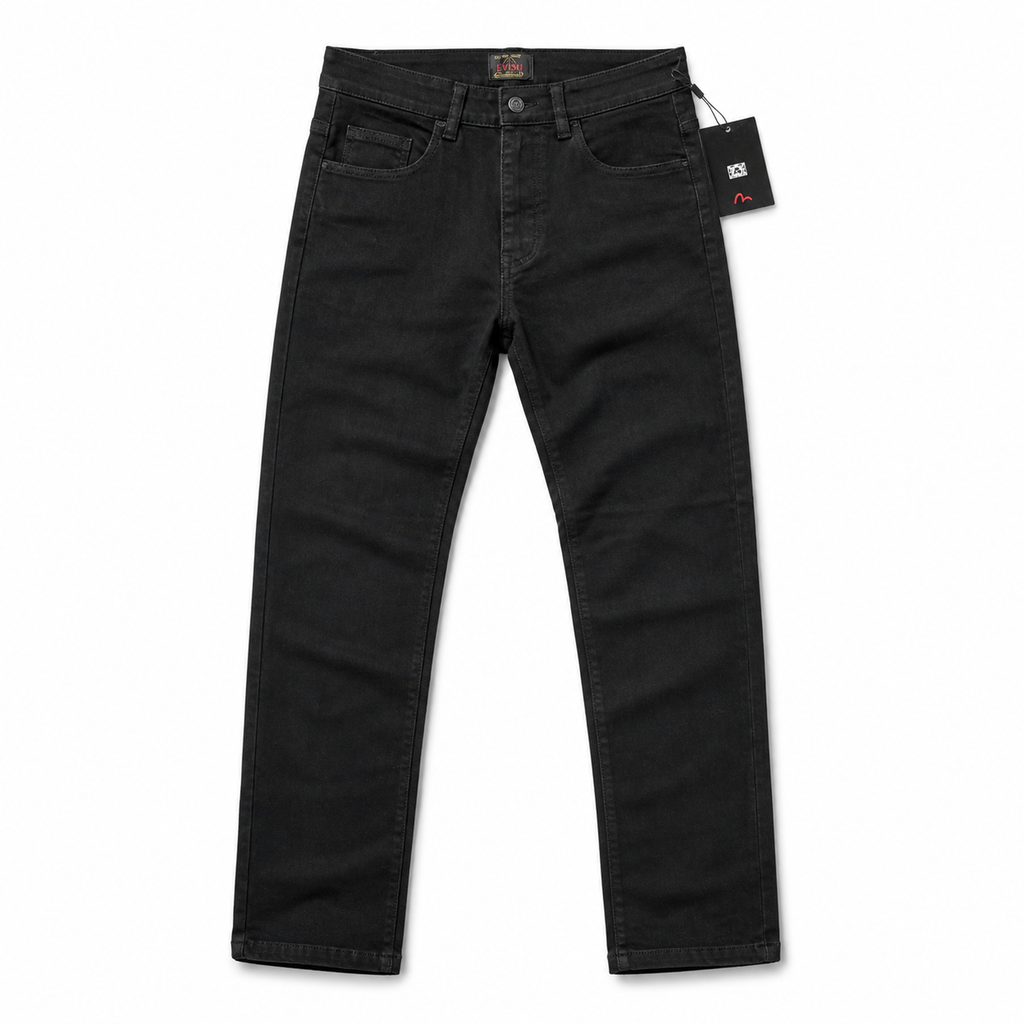 Evisu Men's "White Tiger" Embroidered Jeans – Black Japanese Streetwear Denim