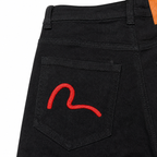 Evisu Men's "White Tiger" Embroidered Jeans – Black Japanese Streetwear Denim