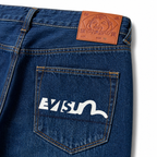 Evisu Men's "Flower & Logo" Washed Jeans – Medium Blue Japanese Streetwear Denim