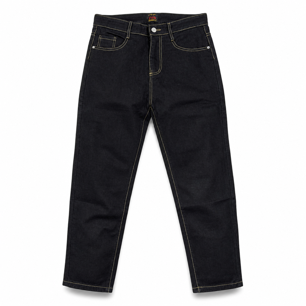 Evisu x Maison Kitsuné "M" Logo Jeans – Black Denim with Fox Head Print