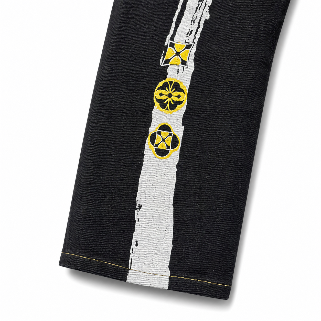 Evisu x Maison Kitsuné "M" Logo Jeans – Black Denim with Fox Head Print