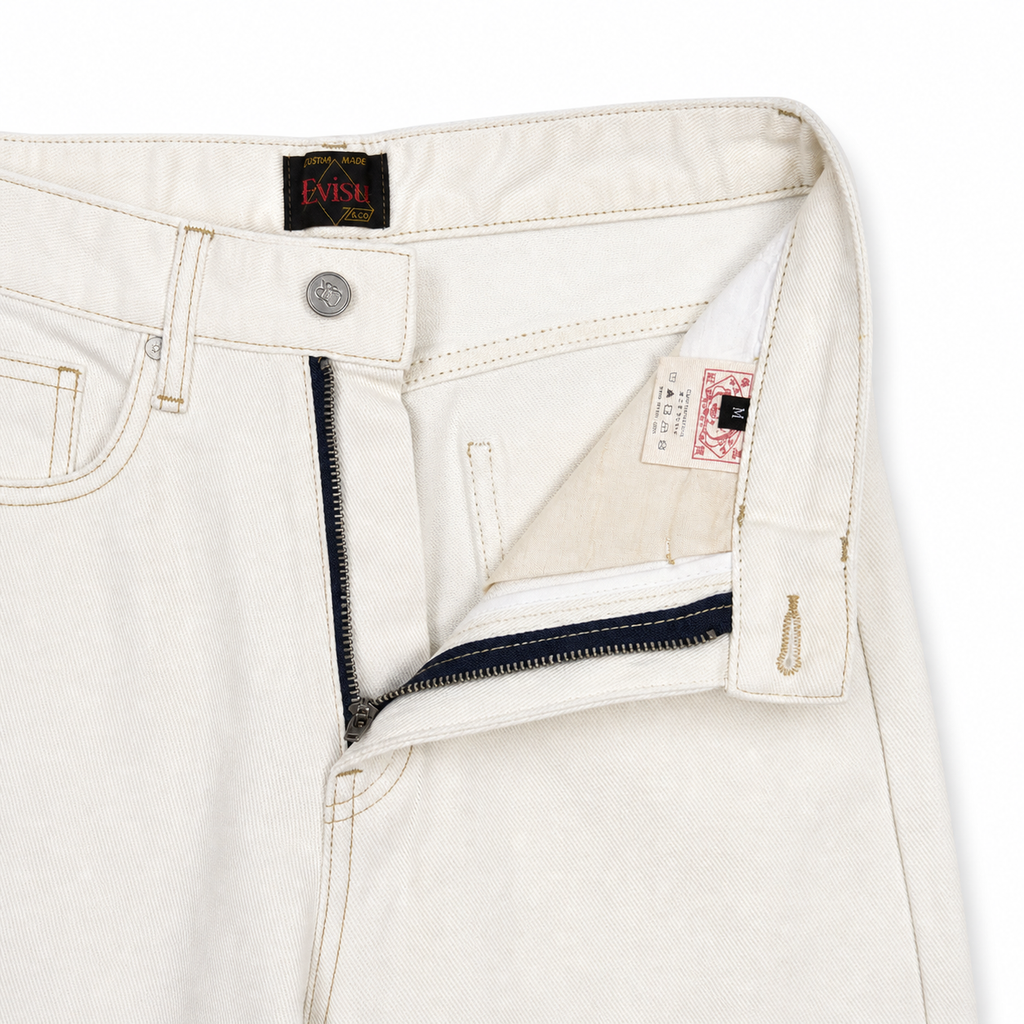 Evisu Men's "Ocean Wave & Daikoku" Embroidered Jeans – Off-White Japanese Streetwear Denim