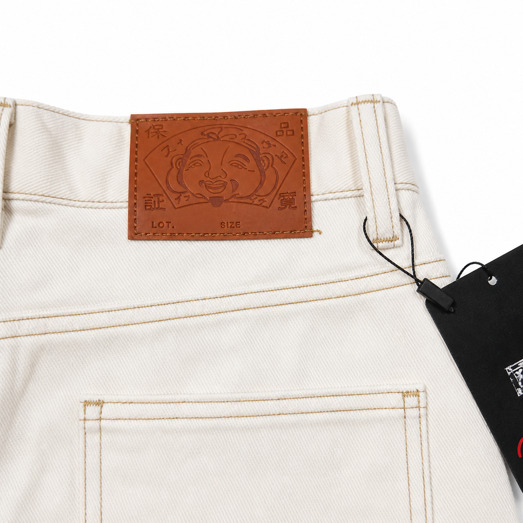 Evisu Men's "Ocean Wave & Daikoku" Embroidered Jeans – Off-White Japanese Streetwear Denim