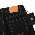 Evisu Men's Heavyweight Raw Denim Jeans - Straight Leg with Brushstroke Big M & Kogin Embroidery