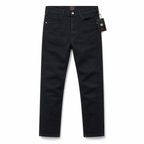 Evisu Men's Black Denim Jeans with Blue Eagle Embroidery - Straight Leg Streetwear Trousers