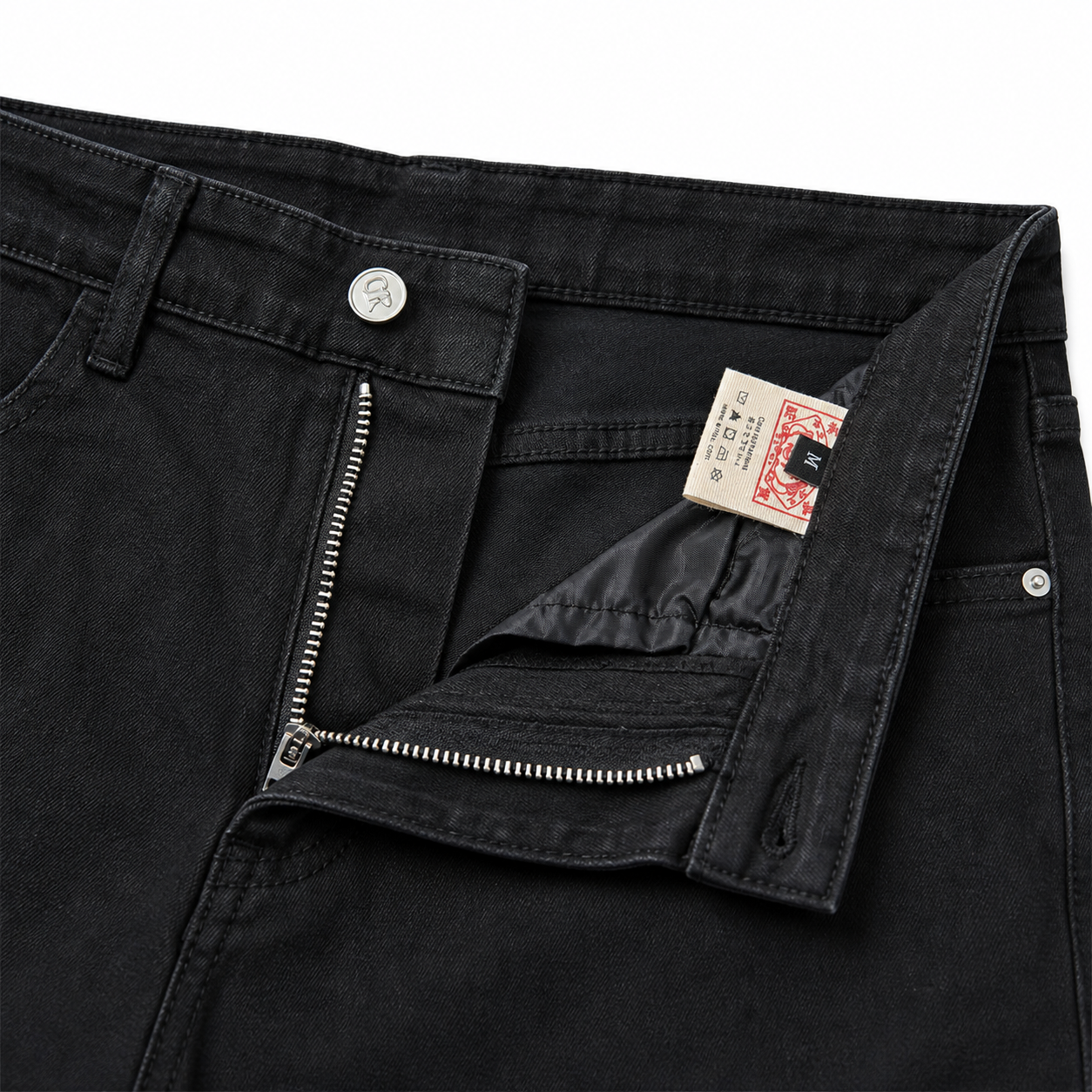 Evisu Men's Black Denim Jeans with Blue Eagle Embroidery - Straight Leg Streetwear Trousers