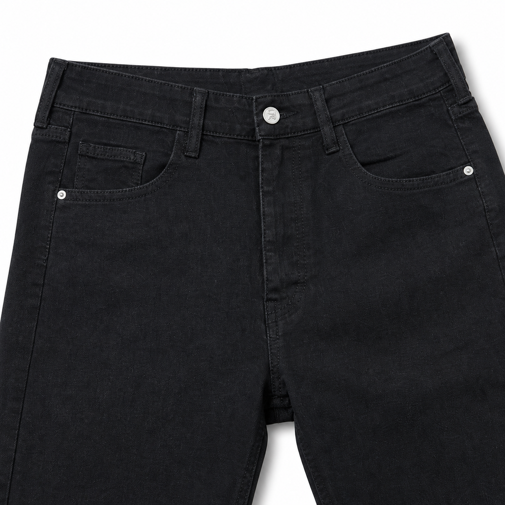 Evisu Men's Black Denim Jeans with Blue Eagle Embroidery - Straight Leg Streetwear Trousers