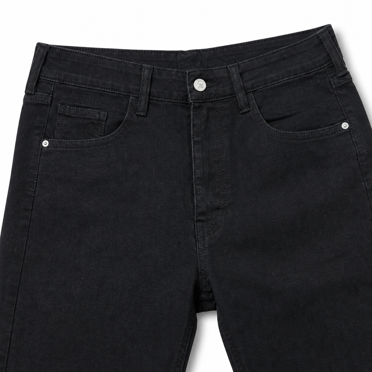Evisu Men's Black Denim Jeans with Blue Eagle Embroidery - Straight Leg Streetwear Trousers