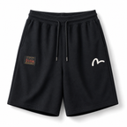 EVISU Men's Buddha Head Blue & White "Big M" Casual Shorts