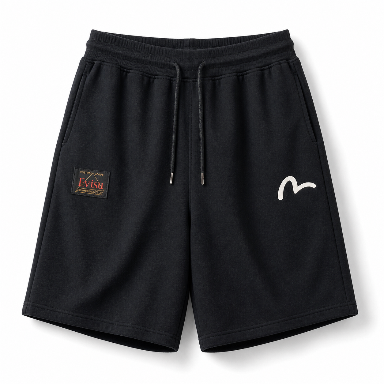EVISU Men's Buddha Head Blue & White "Big M" Casual Shorts