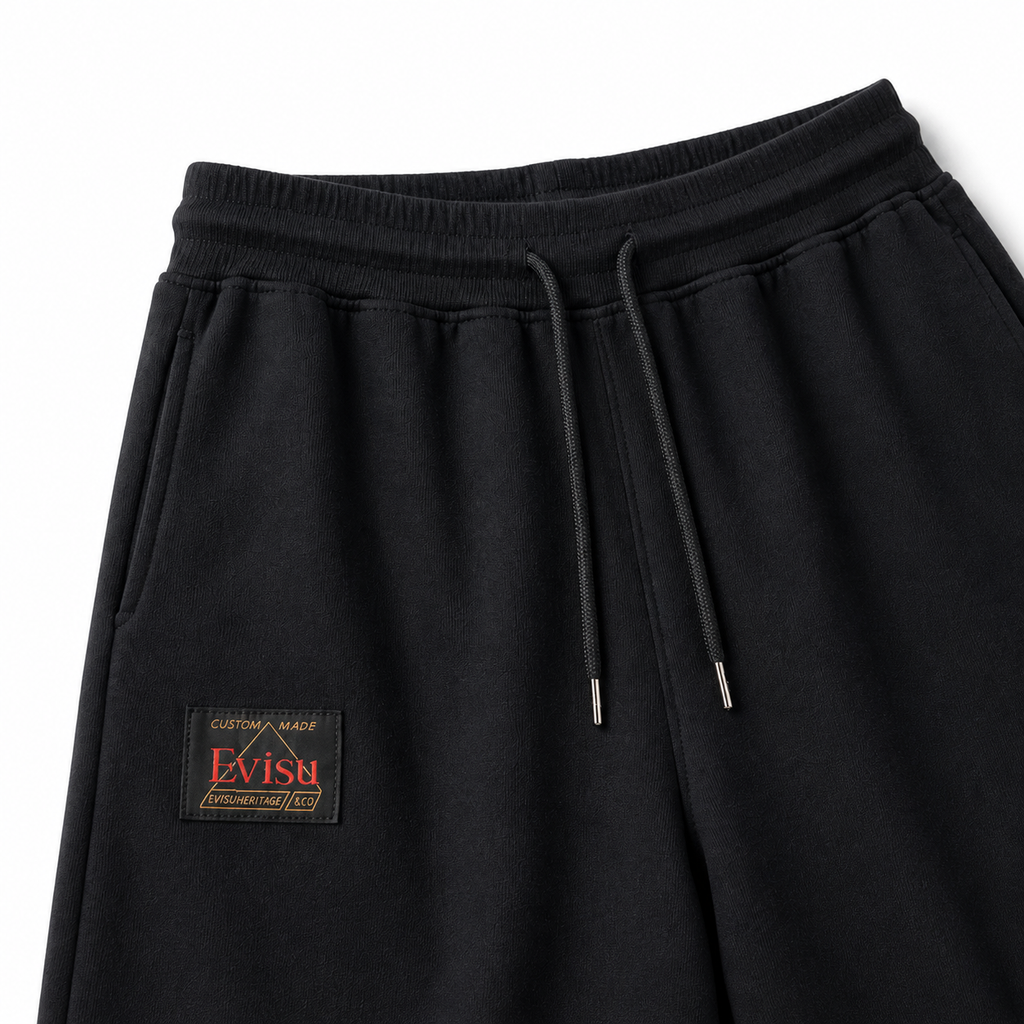 EVISU Men's Buddha Head Blue & White "Big M" Casual Shorts