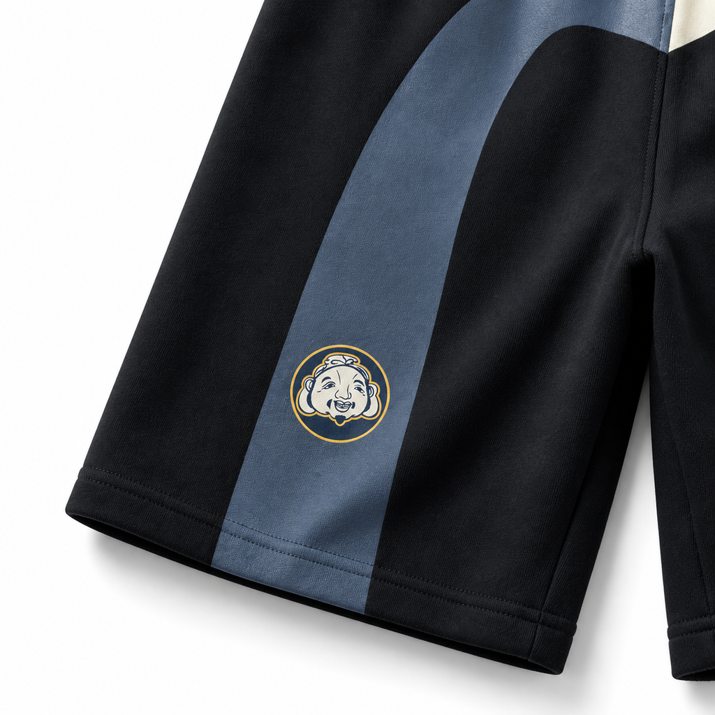 EVISU Men's Buddha Head Blue & White "Big M" Casual Shorts