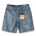 EVISU "Little M" Seagull Print Washed Denim Shorts