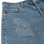 EVISU "Little M" Seagull Print Washed Denim Shorts
