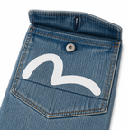 EVISU "Little M" Seagull Print Washed Denim Shorts