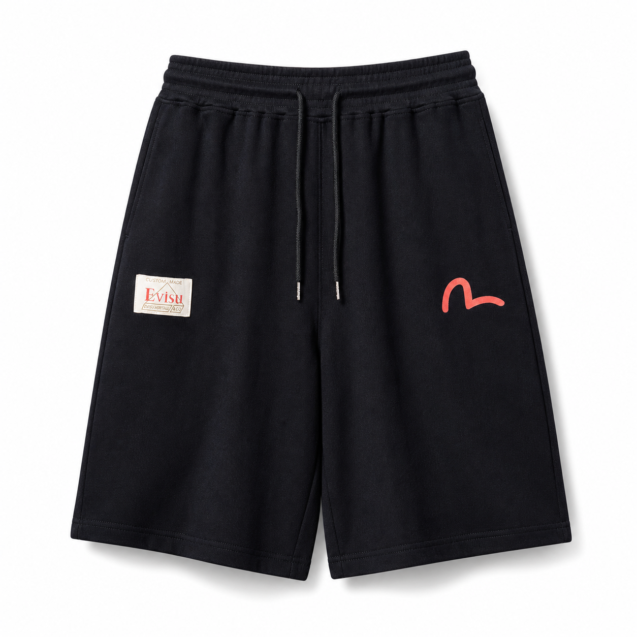 EVISU Daikoku Daruma & Tiger "Big M" Print French Terry Shorts
