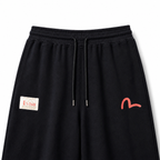 EVISU Daikoku Daruma & Tiger "Big M" Print French Terry Shorts