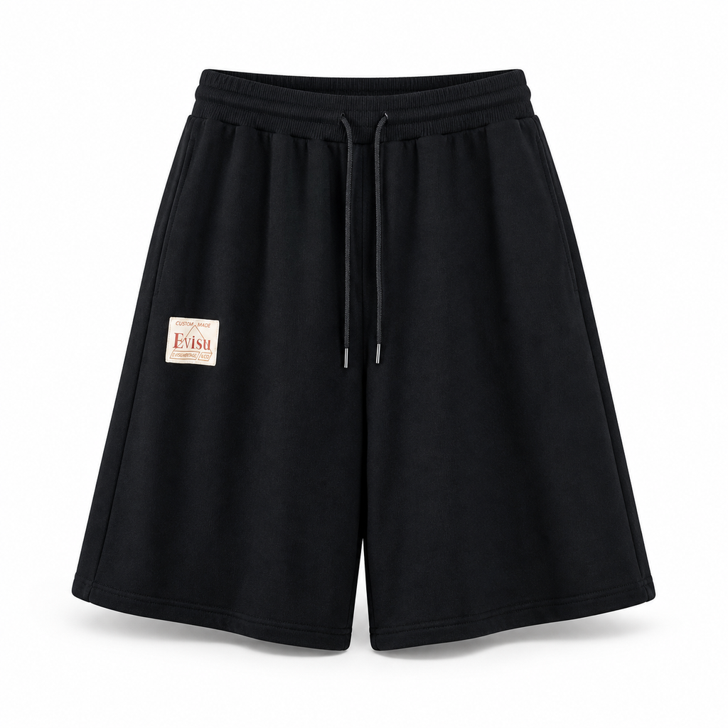 EVISU Men's Brushstroke "Big M" Print French Terry Sweatshorts