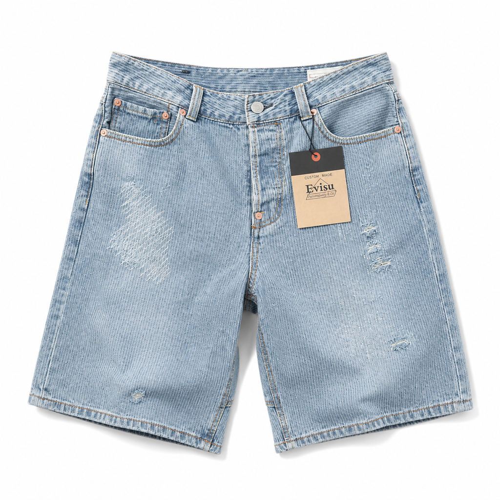 EVISU Men's Washed Denim Shorts