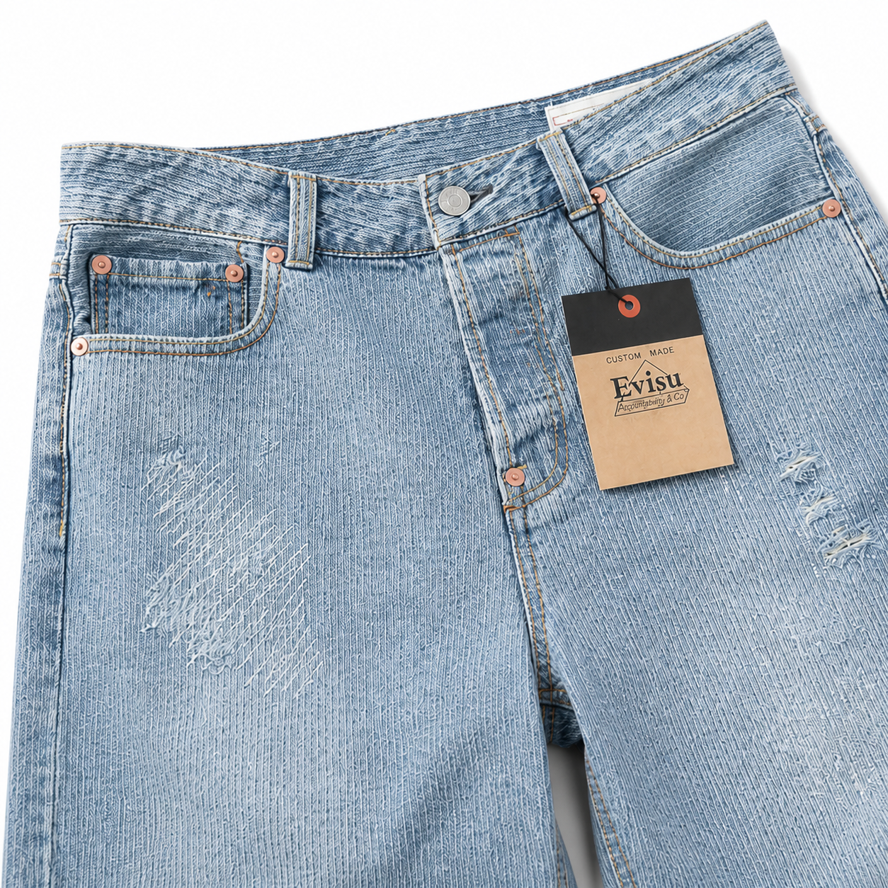 EVISU Men's Washed Denim Shorts