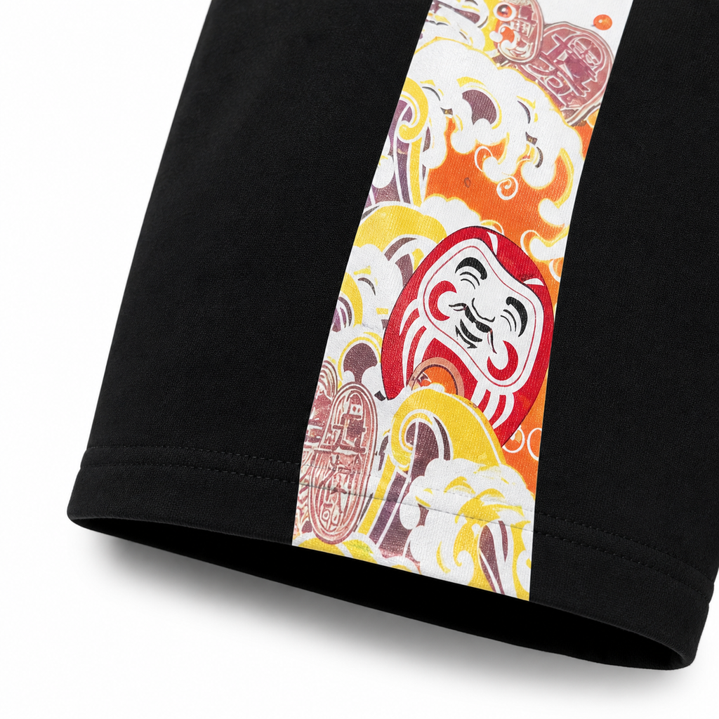 EVISU Daruma "Big M" Print French Terry Sweatshorts