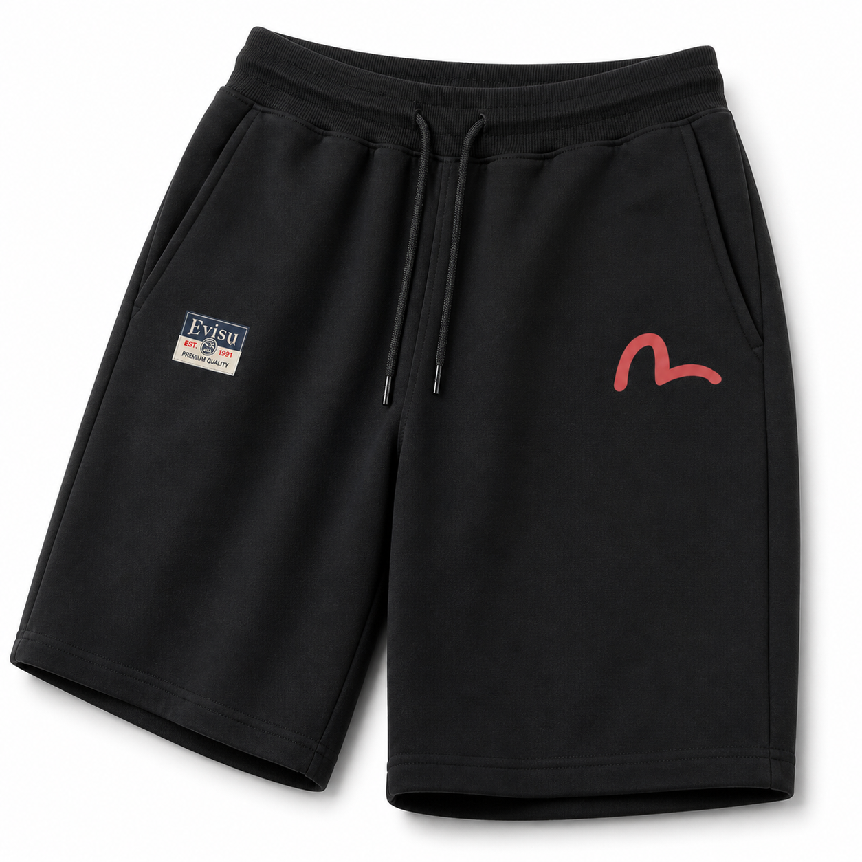 EVISU Classic "Buddha Head" Print French Terry Sweatshorts