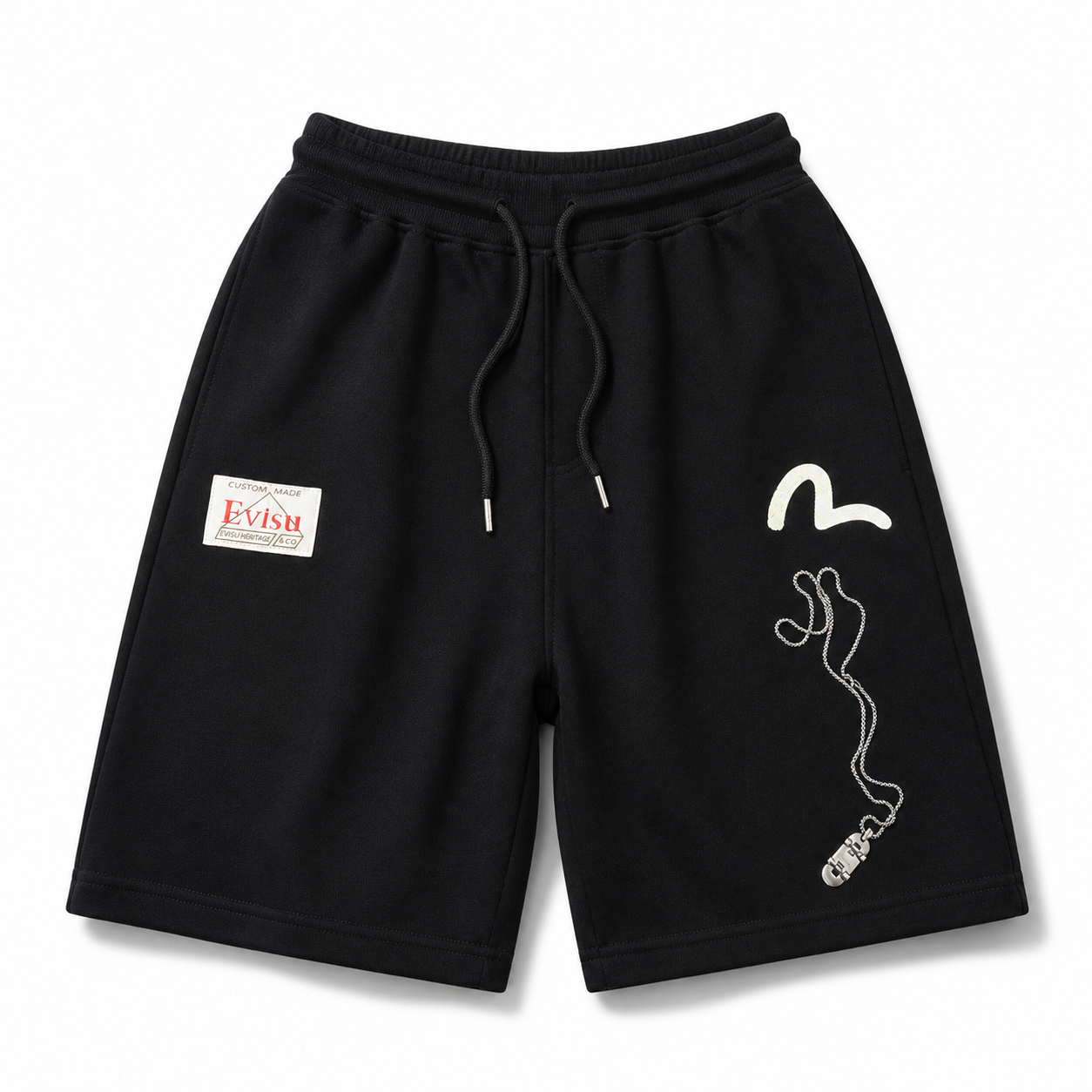 EVISU "Great Wave" Big M Print French Terry Sweatshorts