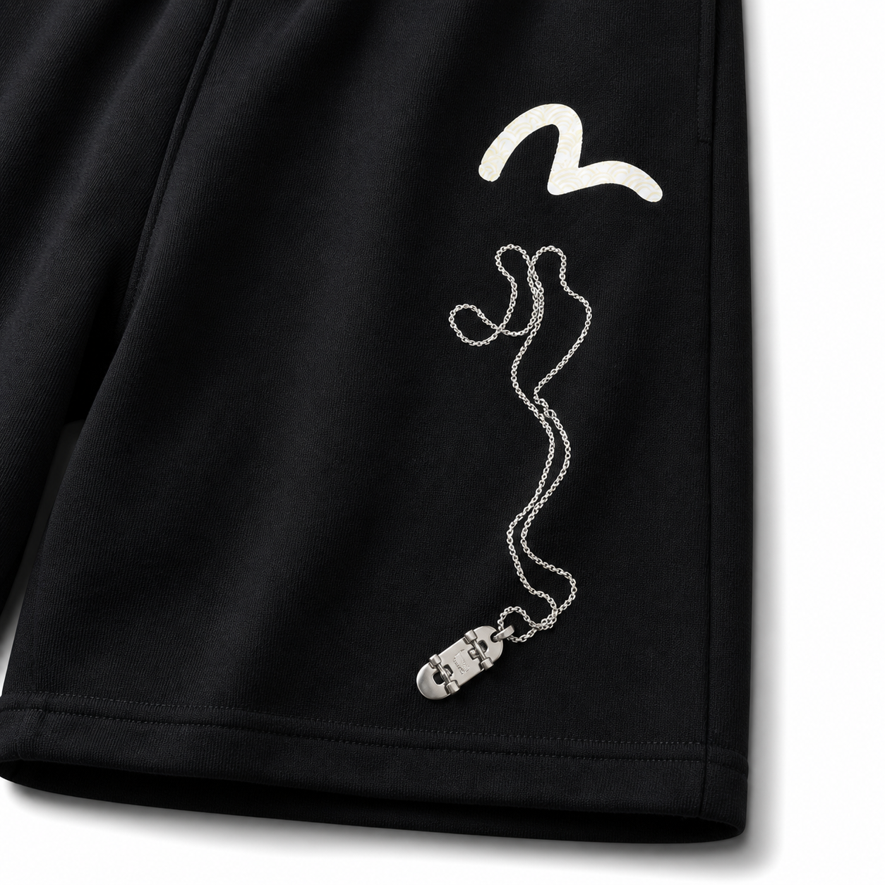 EVISU "Great Wave" Big M Print French Terry Sweatshorts