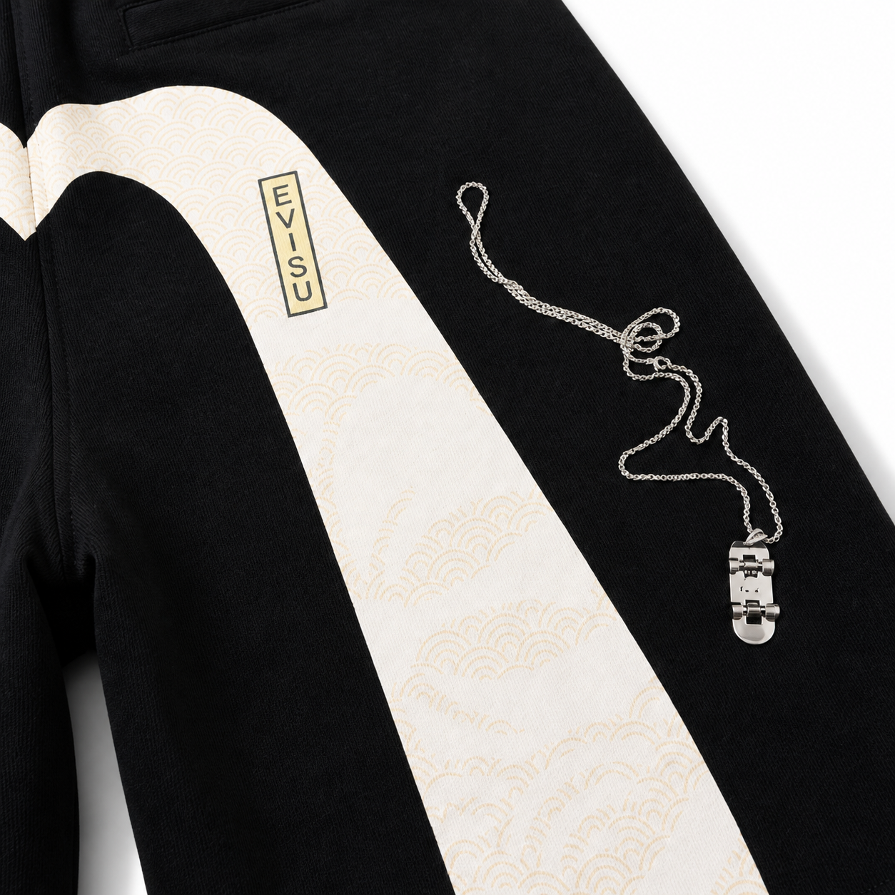 EVISU "Great Wave" Big M Print French Terry Sweatshorts