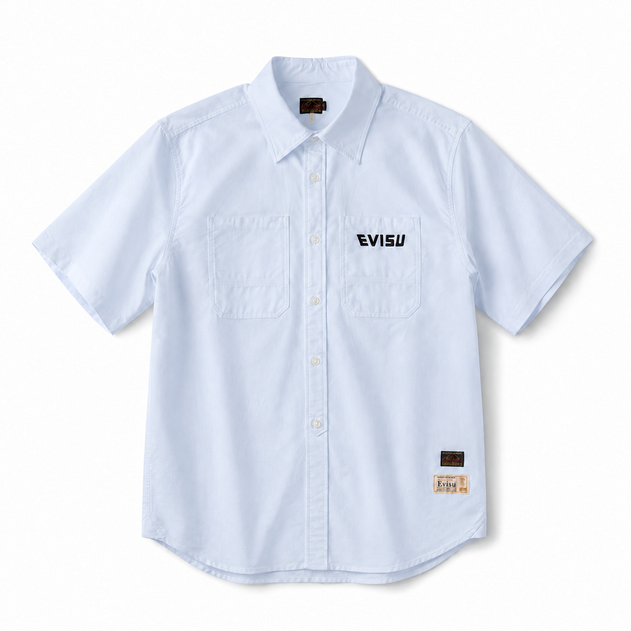 EVISU Streamlined "Big M" Print Relaxed-Fit Denim Shirt