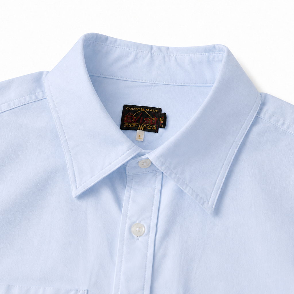 EVISU Streamlined "Big M" Print Relaxed-Fit Denim Shirt