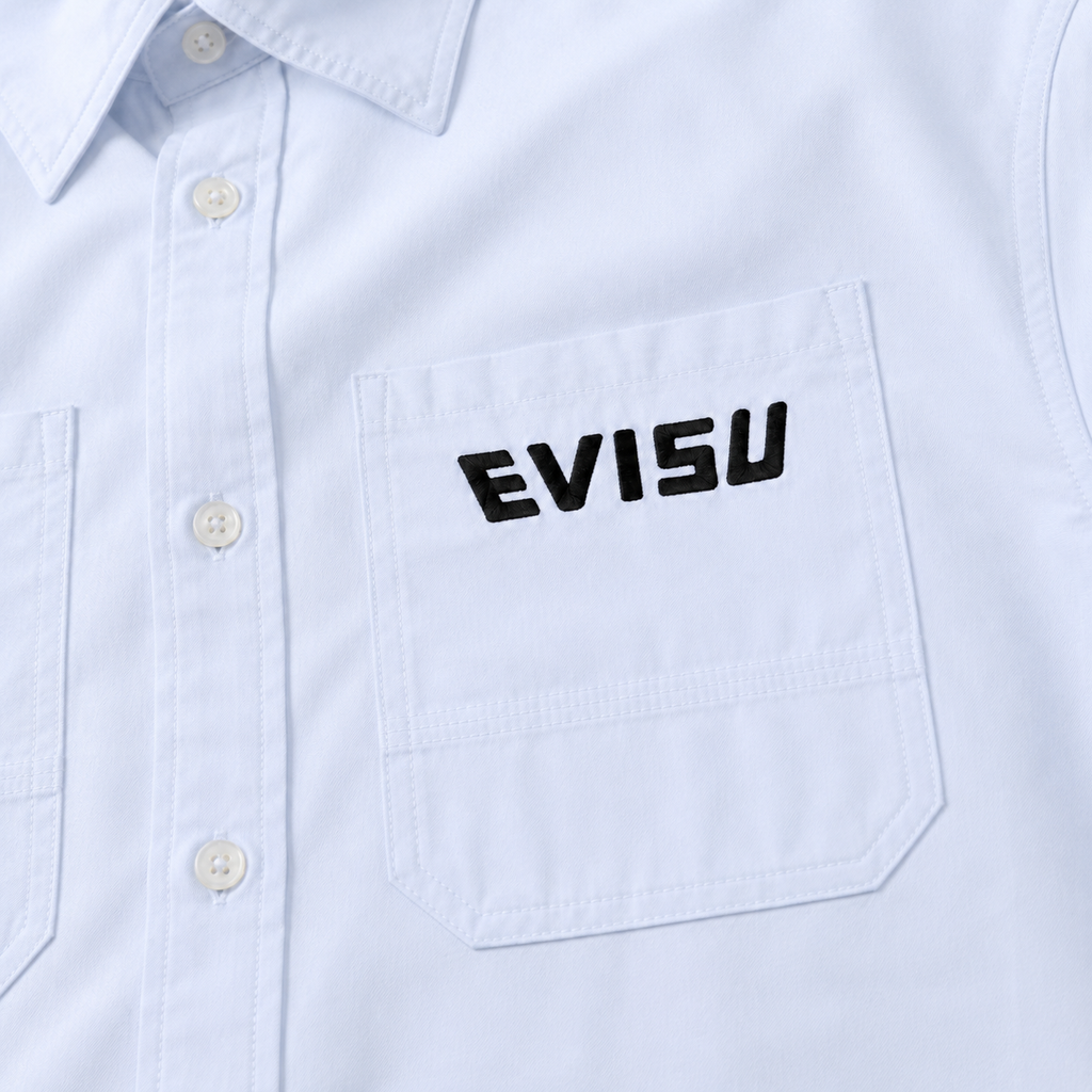 EVISU Streamlined "Big M" Print Relaxed-Fit Denim Shirt