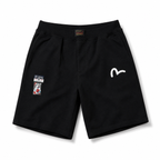 EVISU Brushstroke "Big M" Print French Terry Sweatshorts