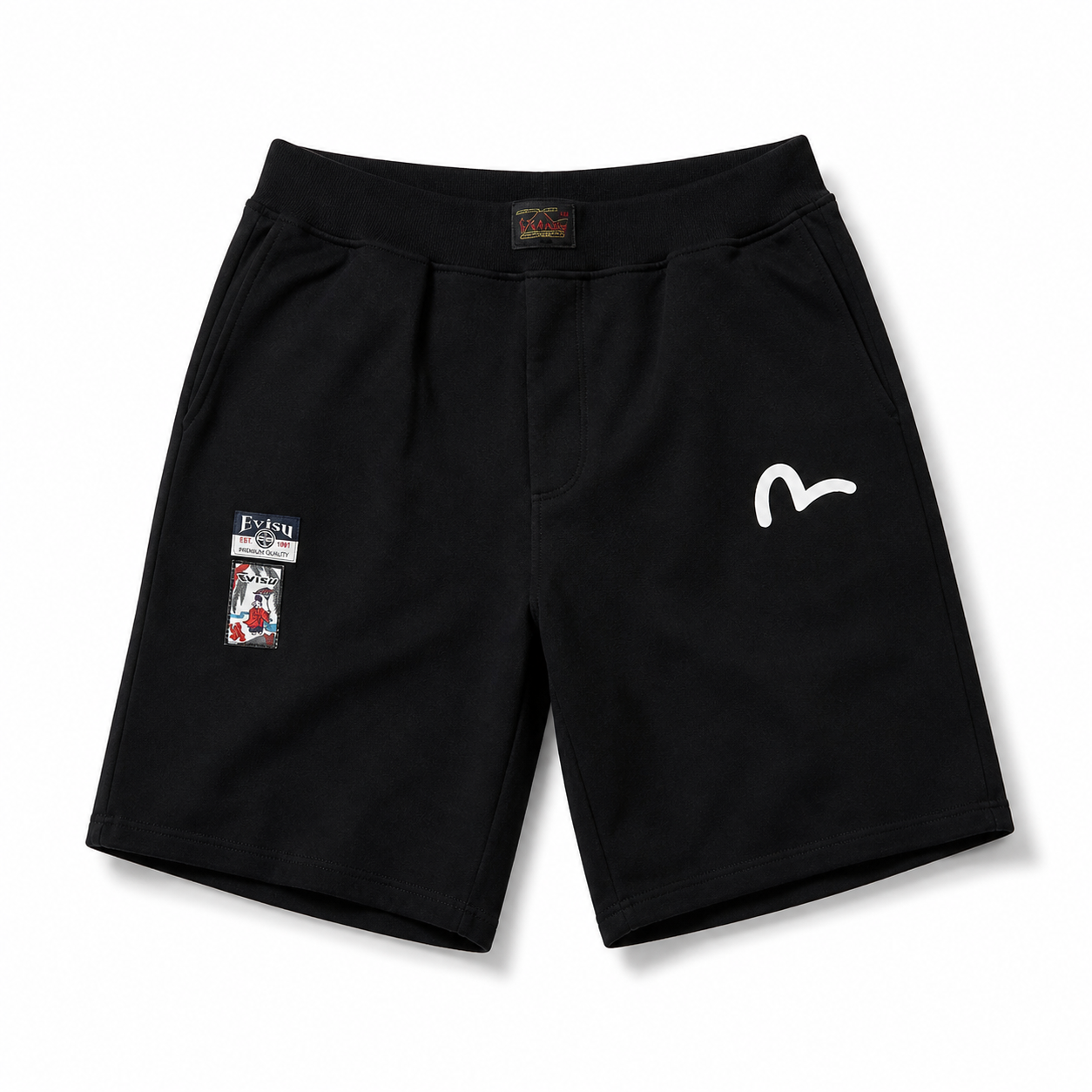 EVISU Brushstroke "Big M" Print French Terry Sweatshorts