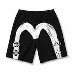 EVISU Brushstroke "Big M" Print French Terry Sweatshorts