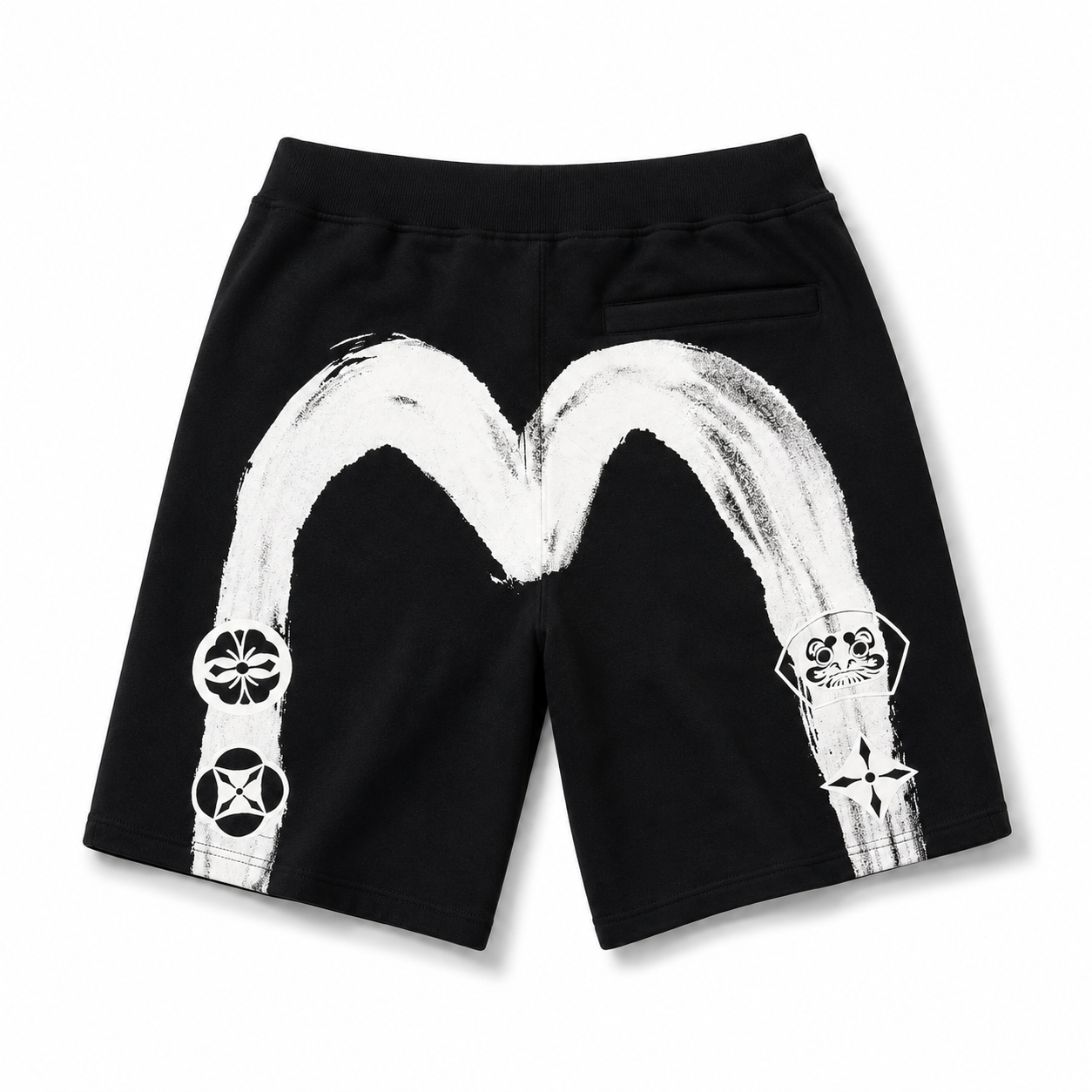 EVISU Brushstroke "Big M" Print French Terry Sweatshorts