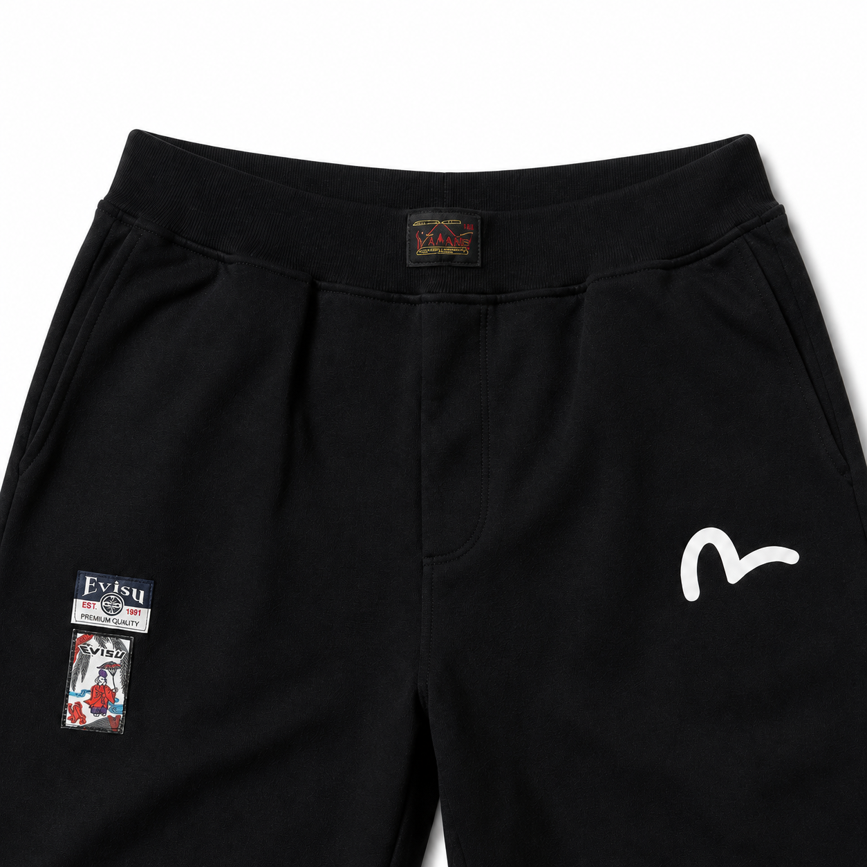 EVISU Brushstroke "Big M" Print French Terry Sweatshorts