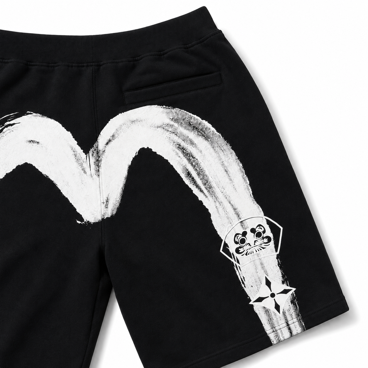 EVISU Brushstroke "Big M" Print French Terry Sweatshorts