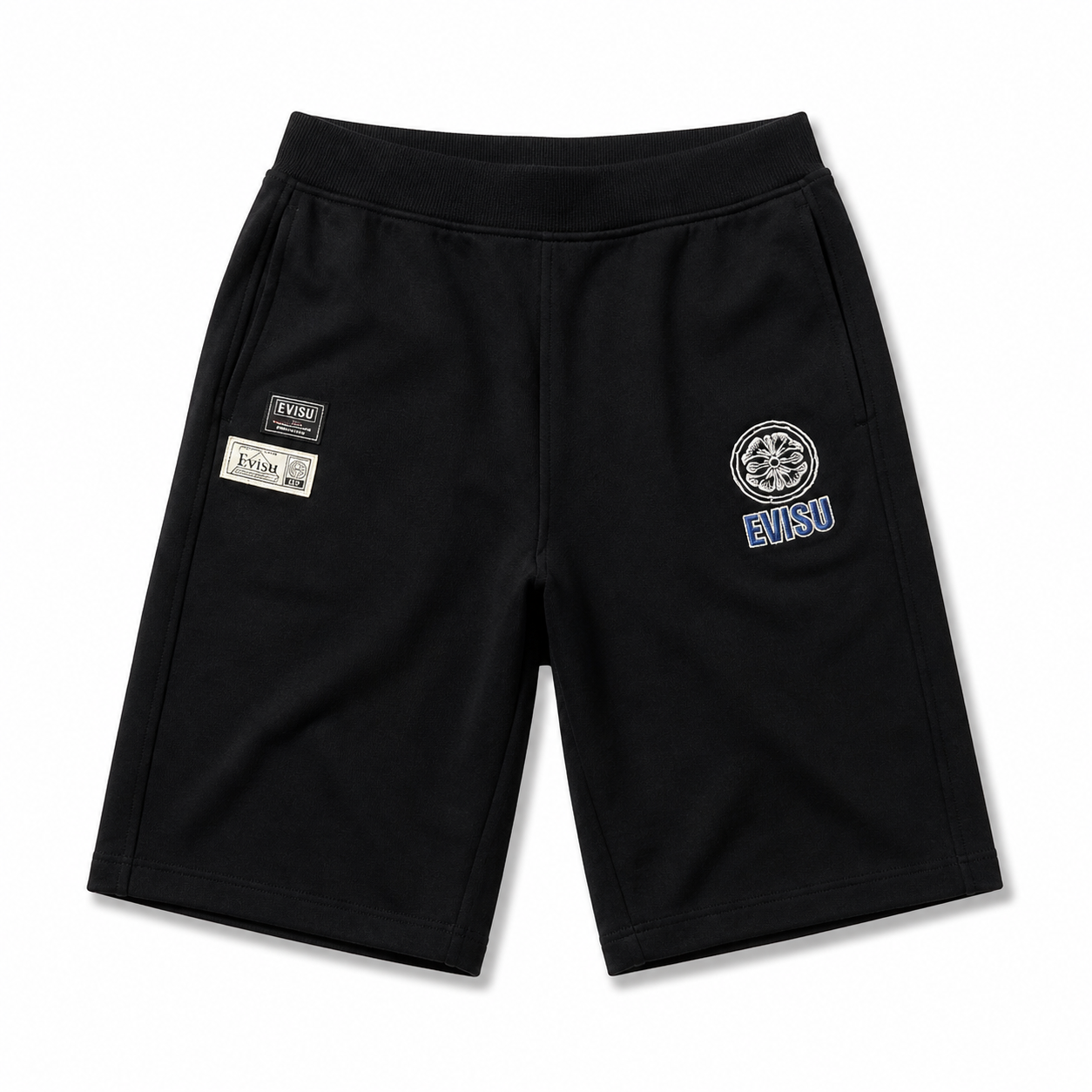 EVISU Camouflage Buddha Head Embroidered French Terry Sweatshorts