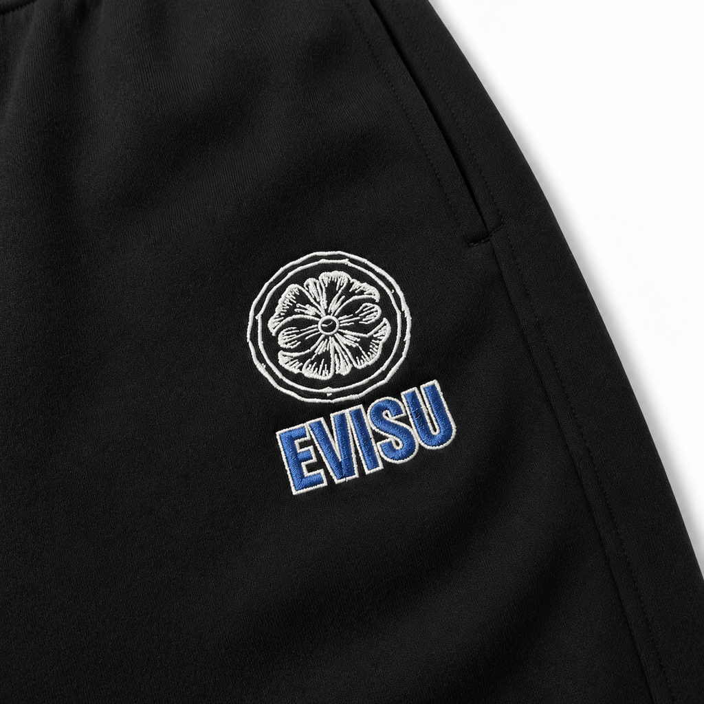 EVISU Camouflage Buddha Head Embroidered French Terry Sweatshorts