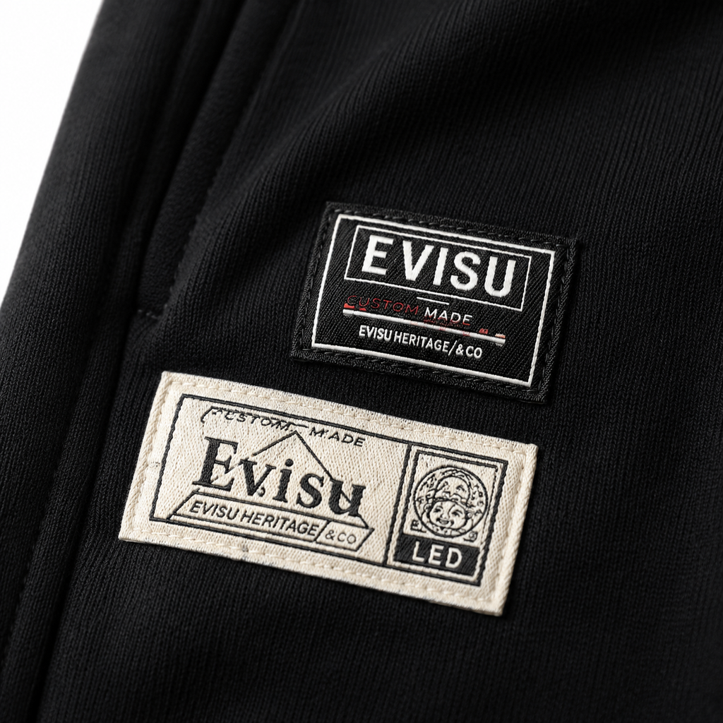 EVISU Camouflage Buddha Head Embroidered French Terry Sweatshorts