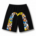 EVISU All-Over Daruma & "Big M" Print Athletic Shorts
