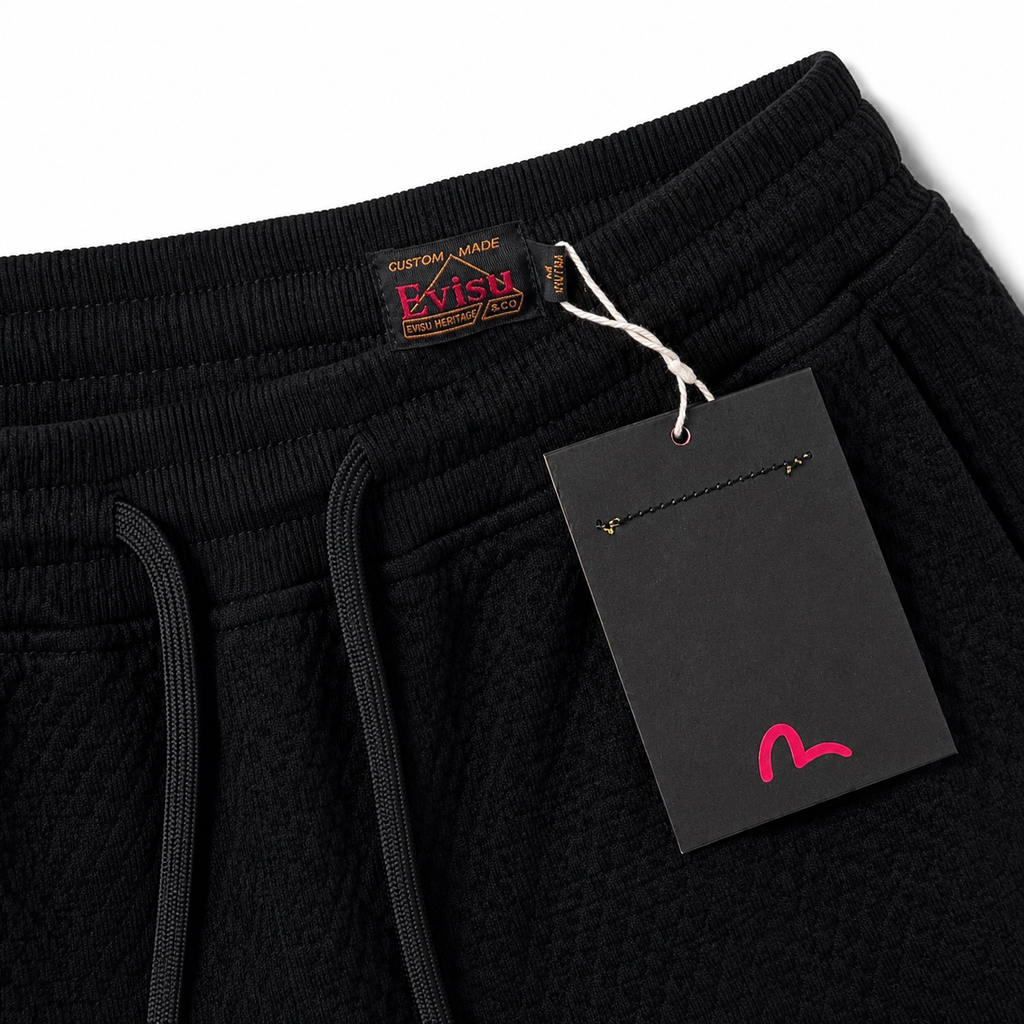 EVISU All-Over Daruma & "Big M" Print Athletic Shorts