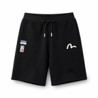 EVISU Hand-Painted "Big M" Print French Terry Sweatshorts