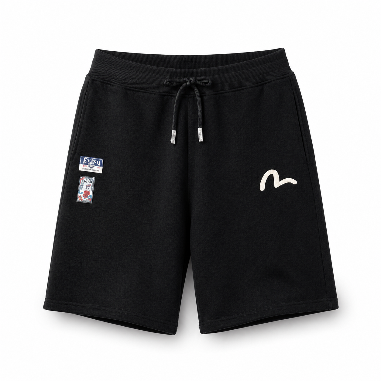 EVISU Hand-Painted "Big M" Print French Terry Sweatshorts