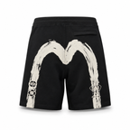 EVISU Hand-Painted "Big M" Print French Terry Sweatshorts