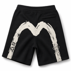 EVISU Hand-Painted "Big M" Print French Terry Sweatshorts